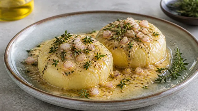 Handkase cheese with creamy Dijon mustard vinaigrette, shallots and fresh thyme