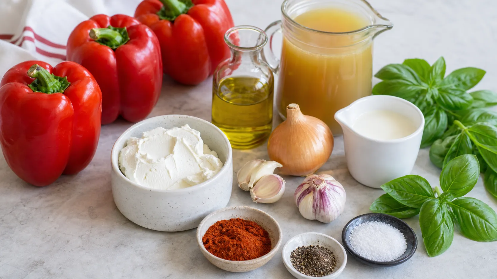 Ingredients for keto zucchini cream soup: zucchini, cream cheese, cream, butter, onion, garlic and pumpkin seeds