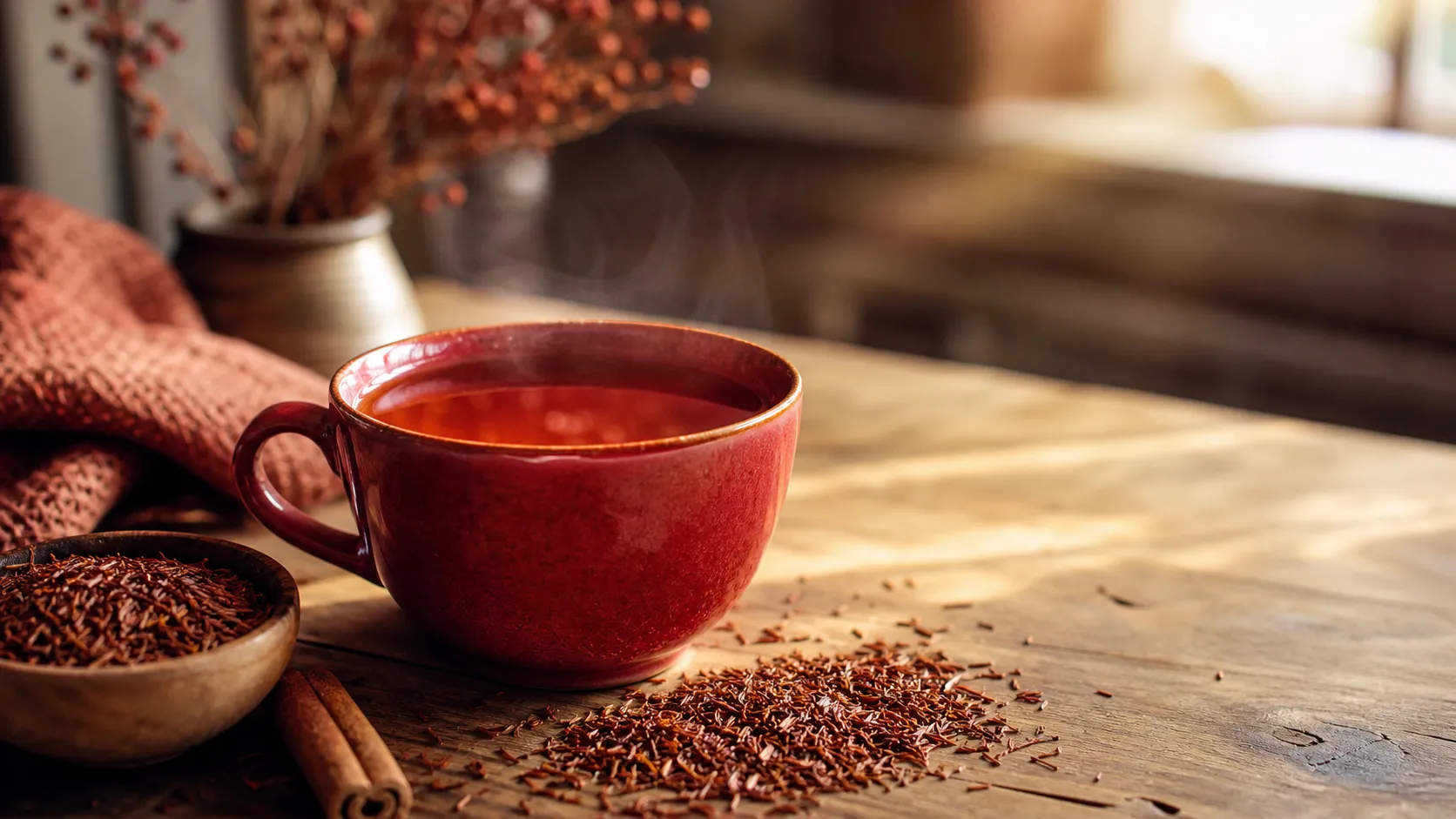 Keto food: rooibos tea in a red cup